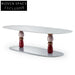 Chic French Postmodern Carrara Marble Oval Stone Coffee Table for Living Room