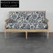 Chic French Solid Oak 2-Seat Upholstered Linen Sofa for Events & Home