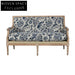 Chic French Solid Oak 2-Seat Upholstered Linen Sofa for Events & Home