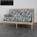 Chic French Solid Oak 2-Seat Upholstered Linen Sofa for Events & Home