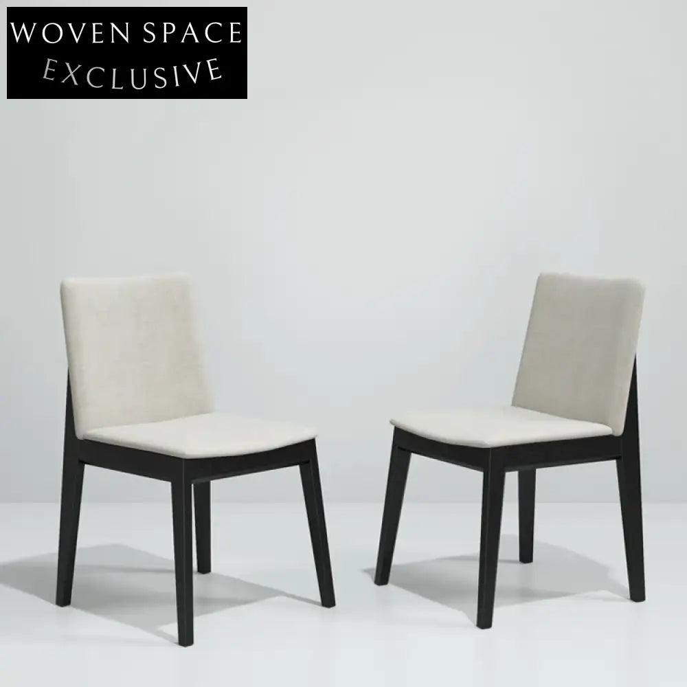 Chic French Style Upholstered Fabric Dining Chair with Solid Wood Legs