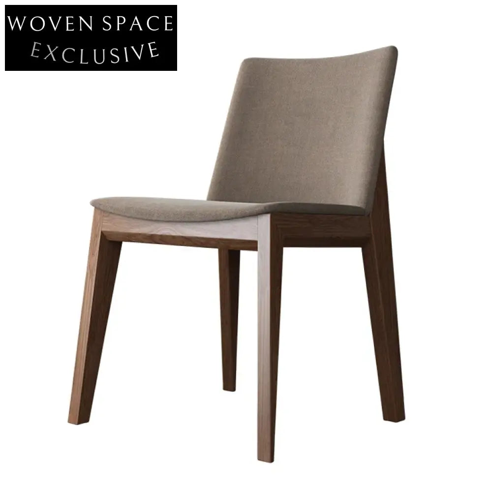 Chic French Style Upholstered Fabric Dining Chair with Solid Wood Legs
