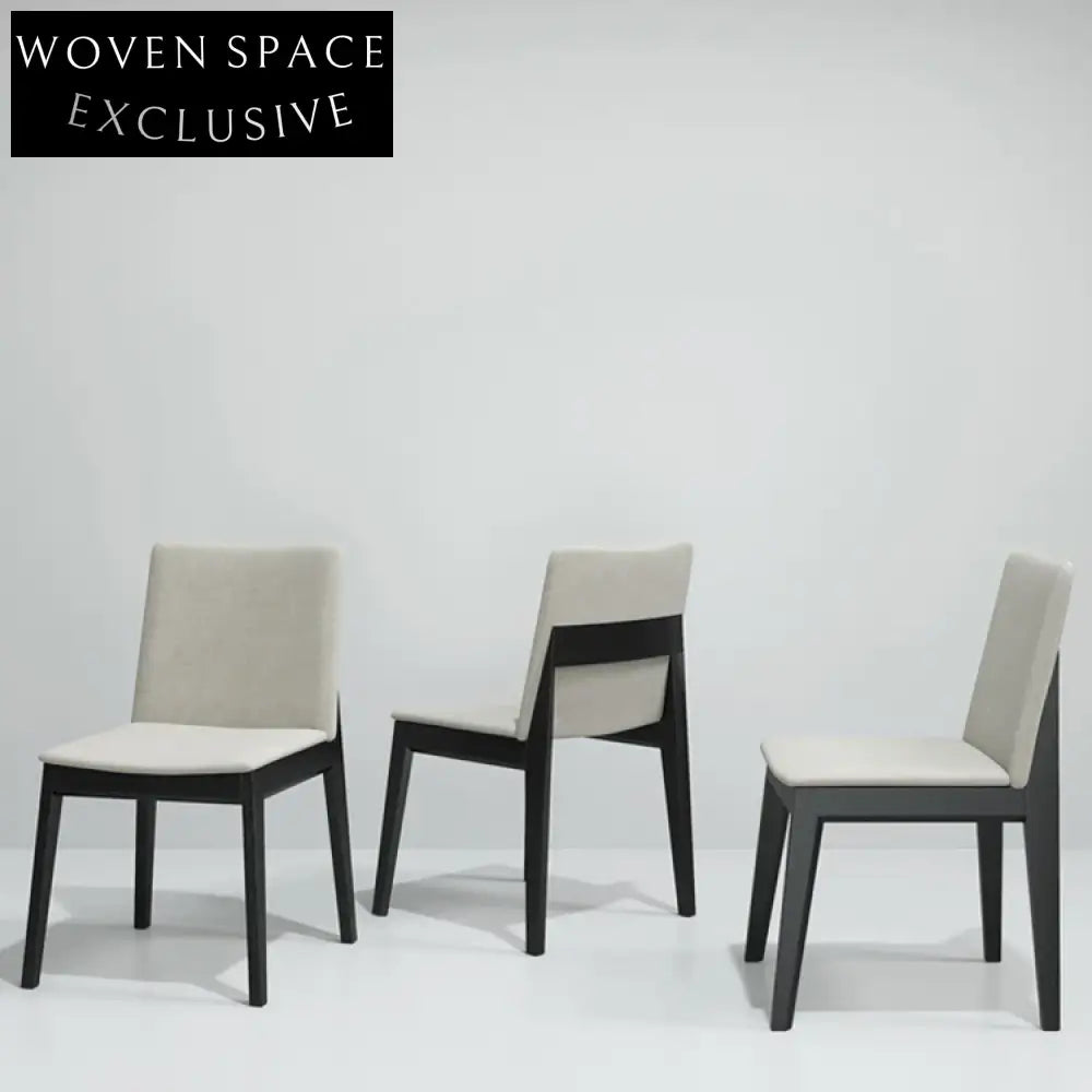 Chic French Style Upholstered Fabric Dining Chair with Solid Wood Legs
