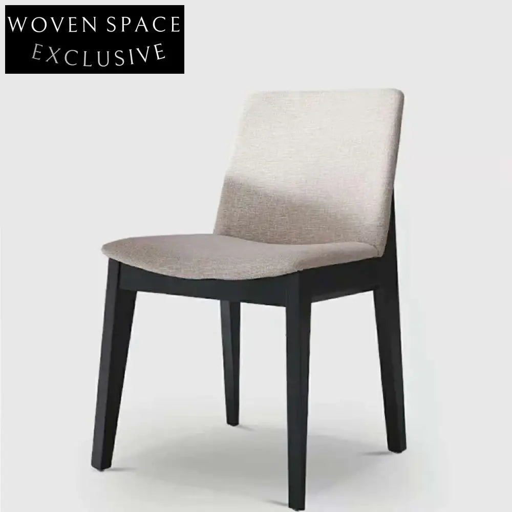 Chic French Style Upholstered Fabric Dining Chair with Solid Wood Legs