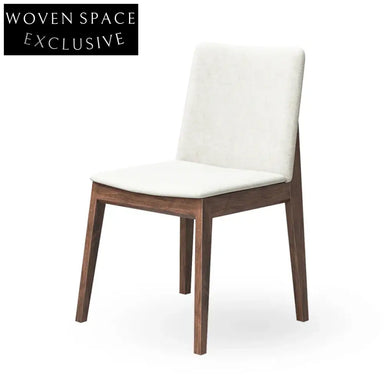 Chic French Style Upholstered Fabric Dining Chair with Solid Wood Legs