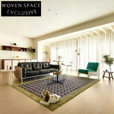 Chic French Vintage Green Plaid Living Room Sofa Custom Floor Rug