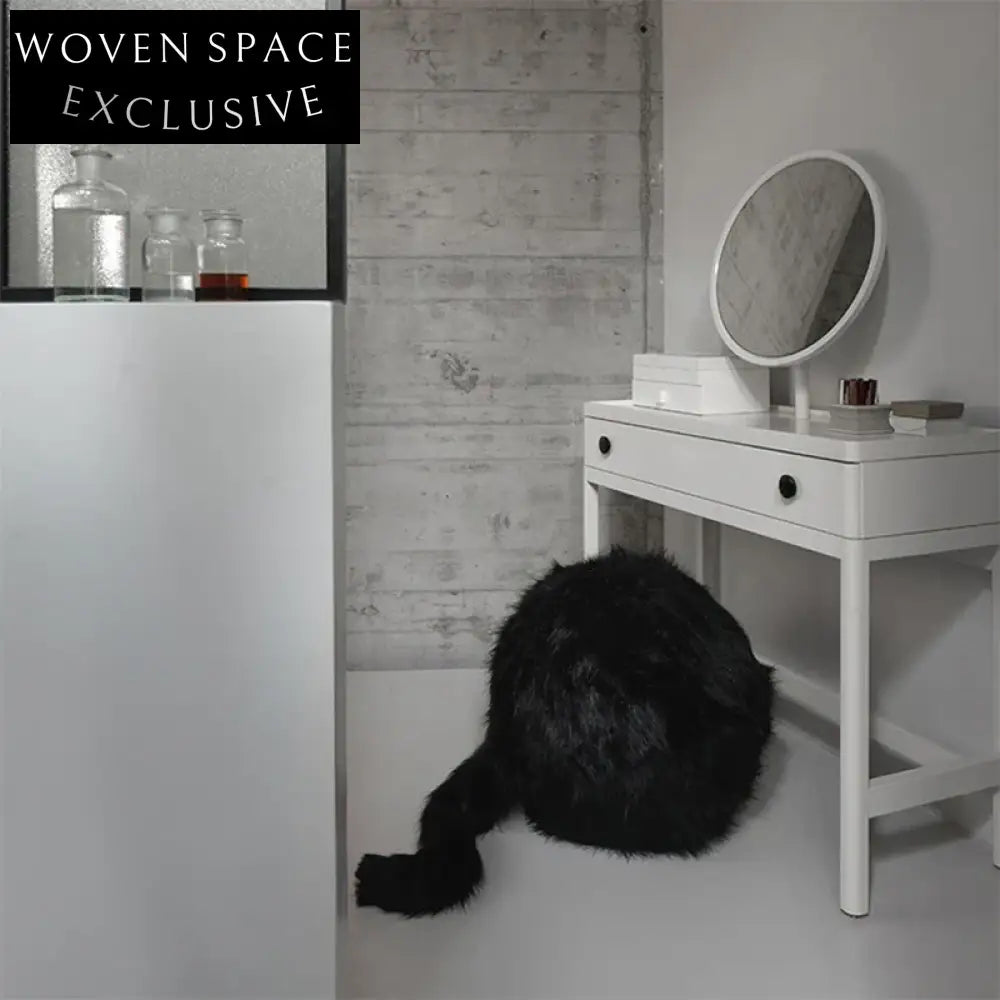 Chic Fur Tadpole Shaped Modern Home Decor Floor Stool for Dressing Room