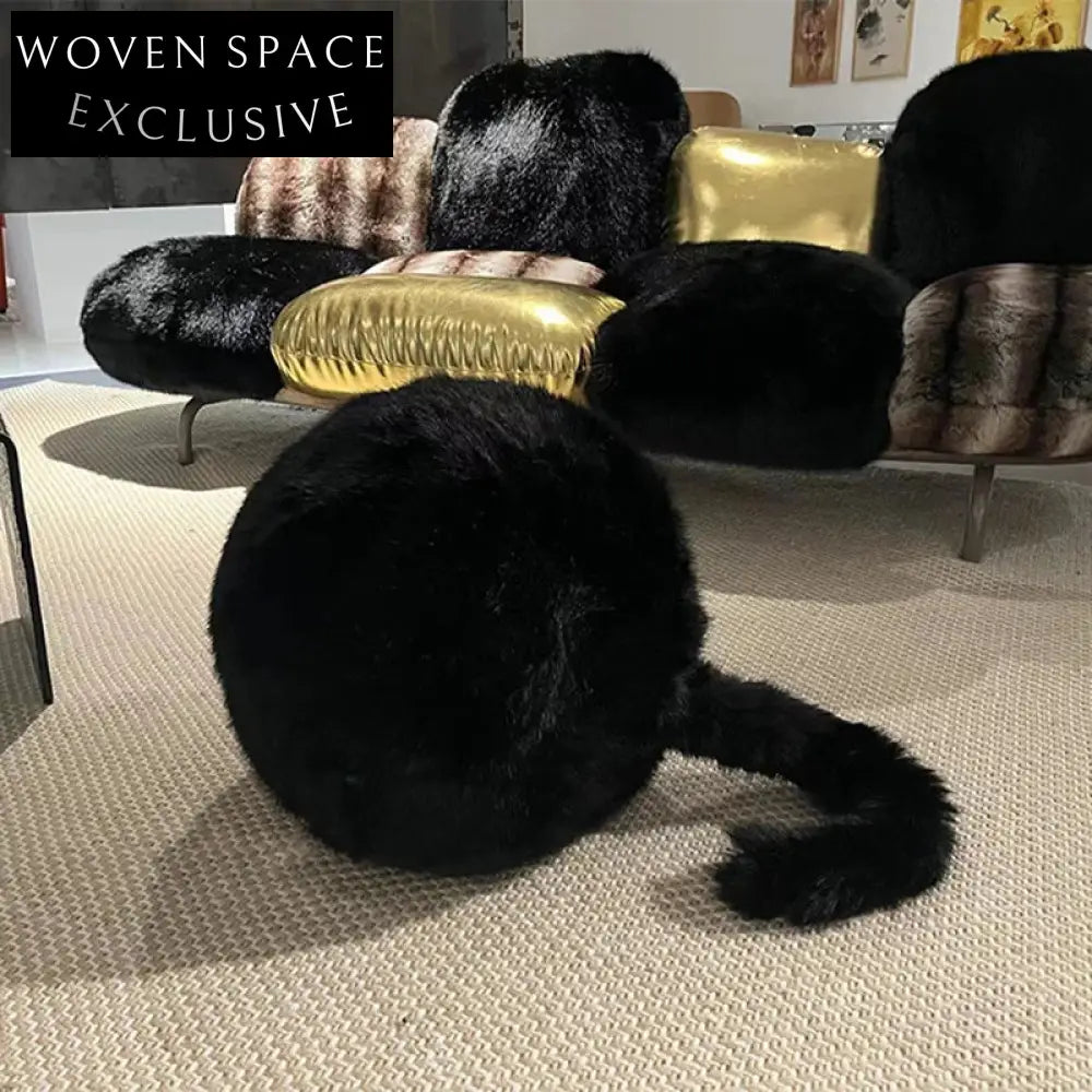 Chic Fur Tadpole Shaped Modern Home Decor Floor Stool for Dressing Room