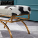 Chic Genuine Cowhide Upholstered Modern Living Room Ottoman Bench