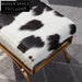 Chic Genuine Cowhide Upholstered Modern Living Room Ottoman Bench