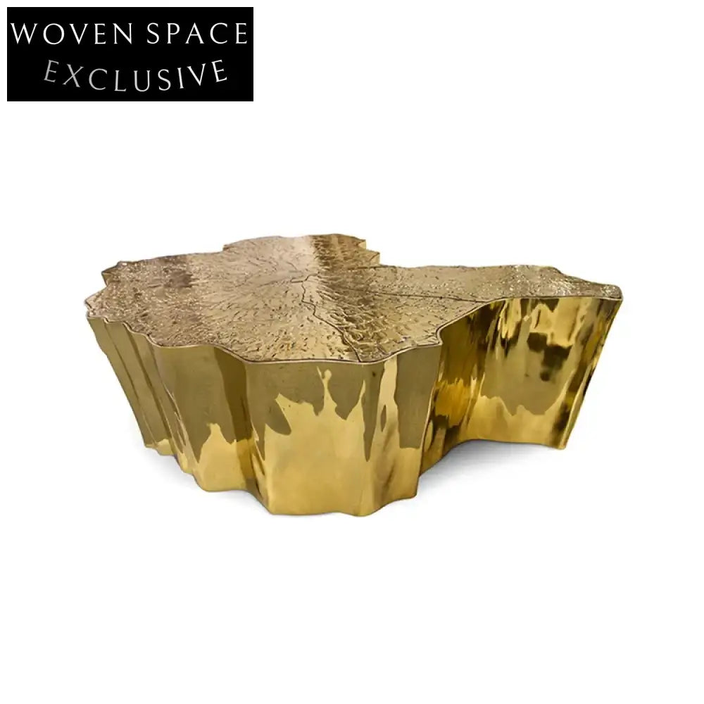 Chic Gold Metal Irregular Living Room Coffee Table, French Style Accent Piece