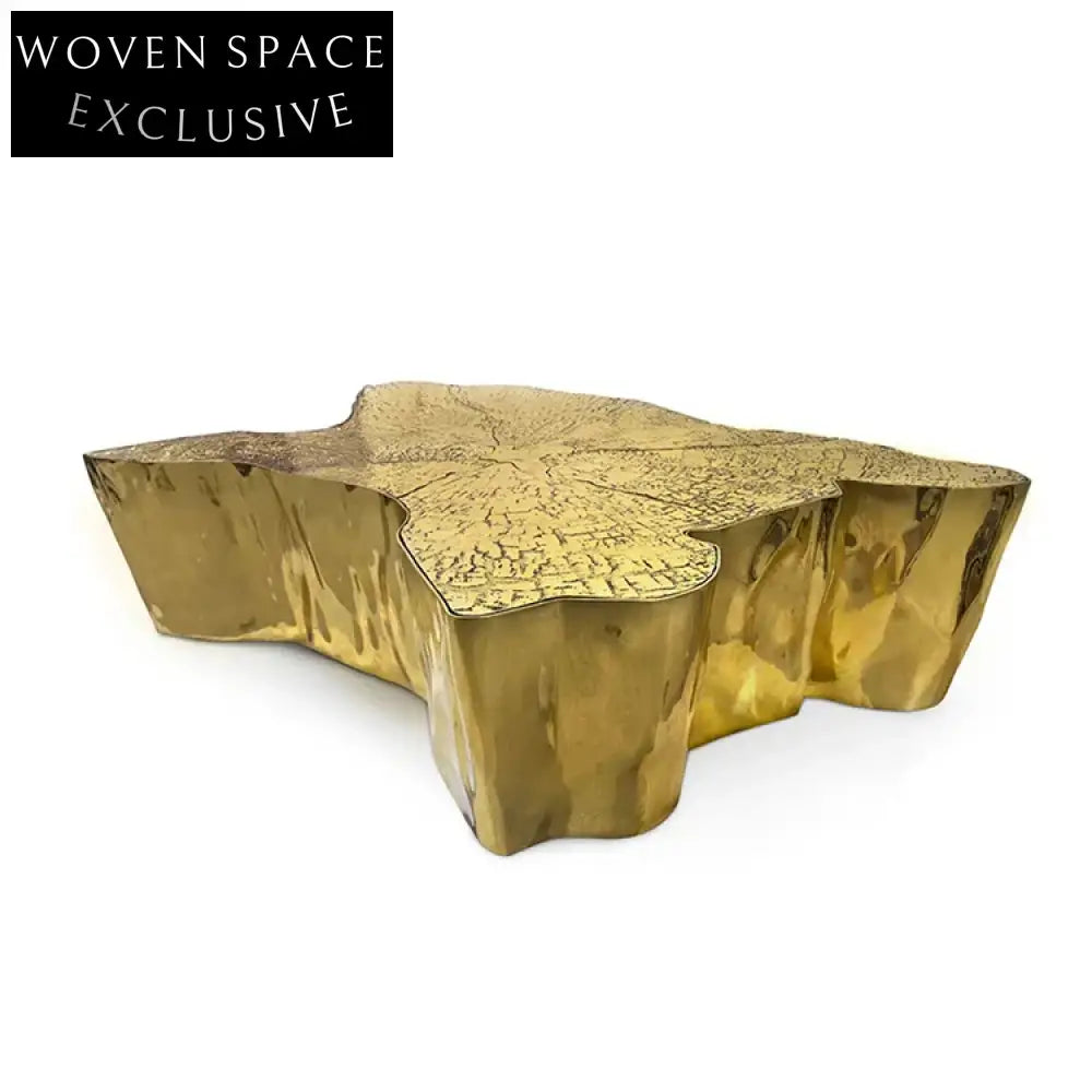 Chic Gold Metal Irregular Living Room Coffee Table, French Style Accent Piece