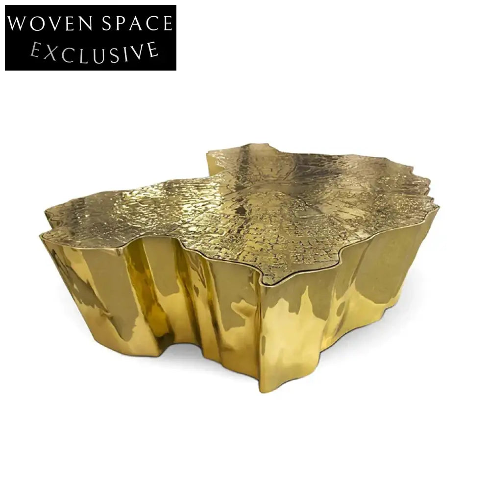 Chic Gold Metal Irregular Living Room Coffee Table, French Style Accent Piece