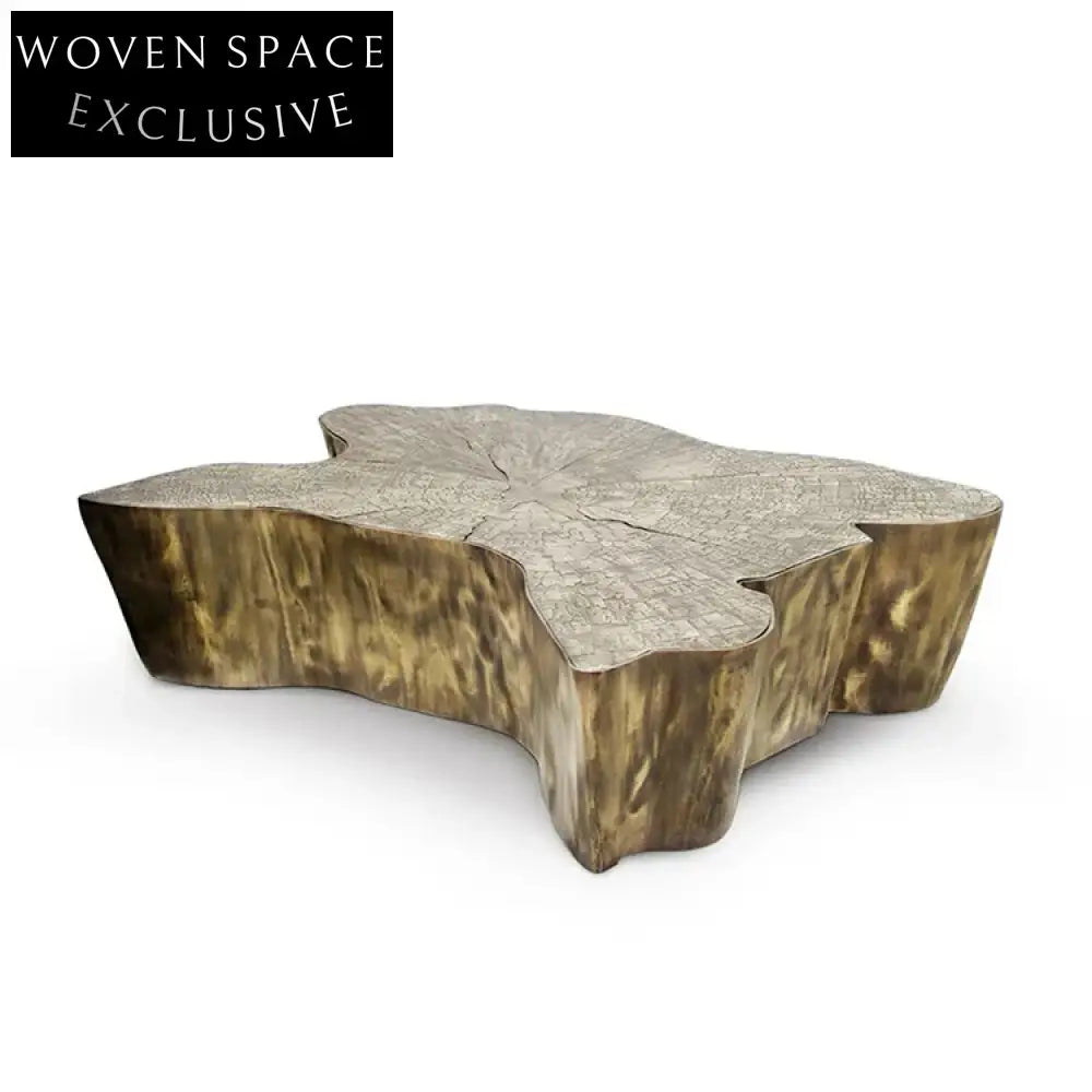 Chic Gold Metal Irregular Living Room Coffee Table, French Style Accent Piece