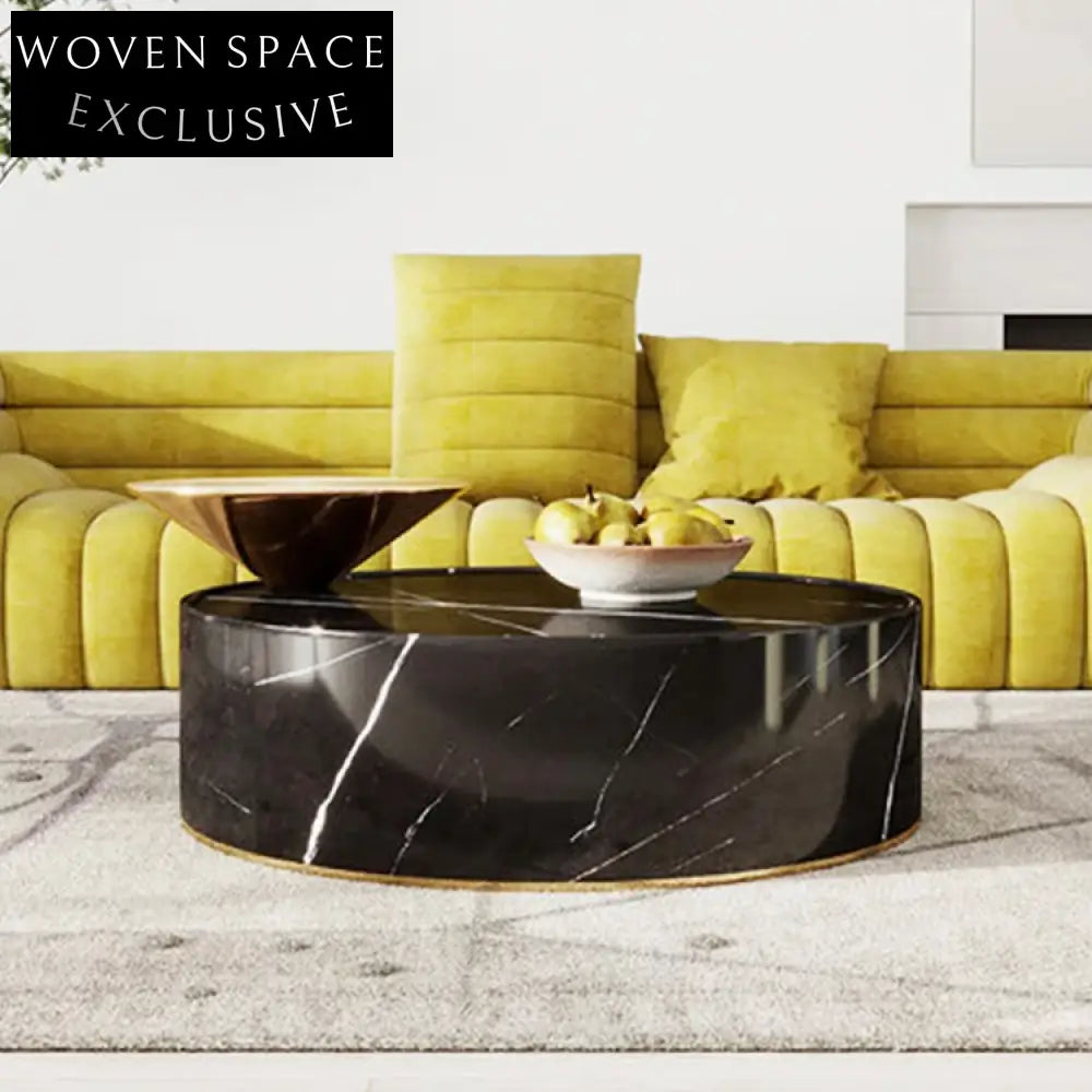 Chic Gold Metal Marble Coffee Table, Durable Living Room Centerpiece