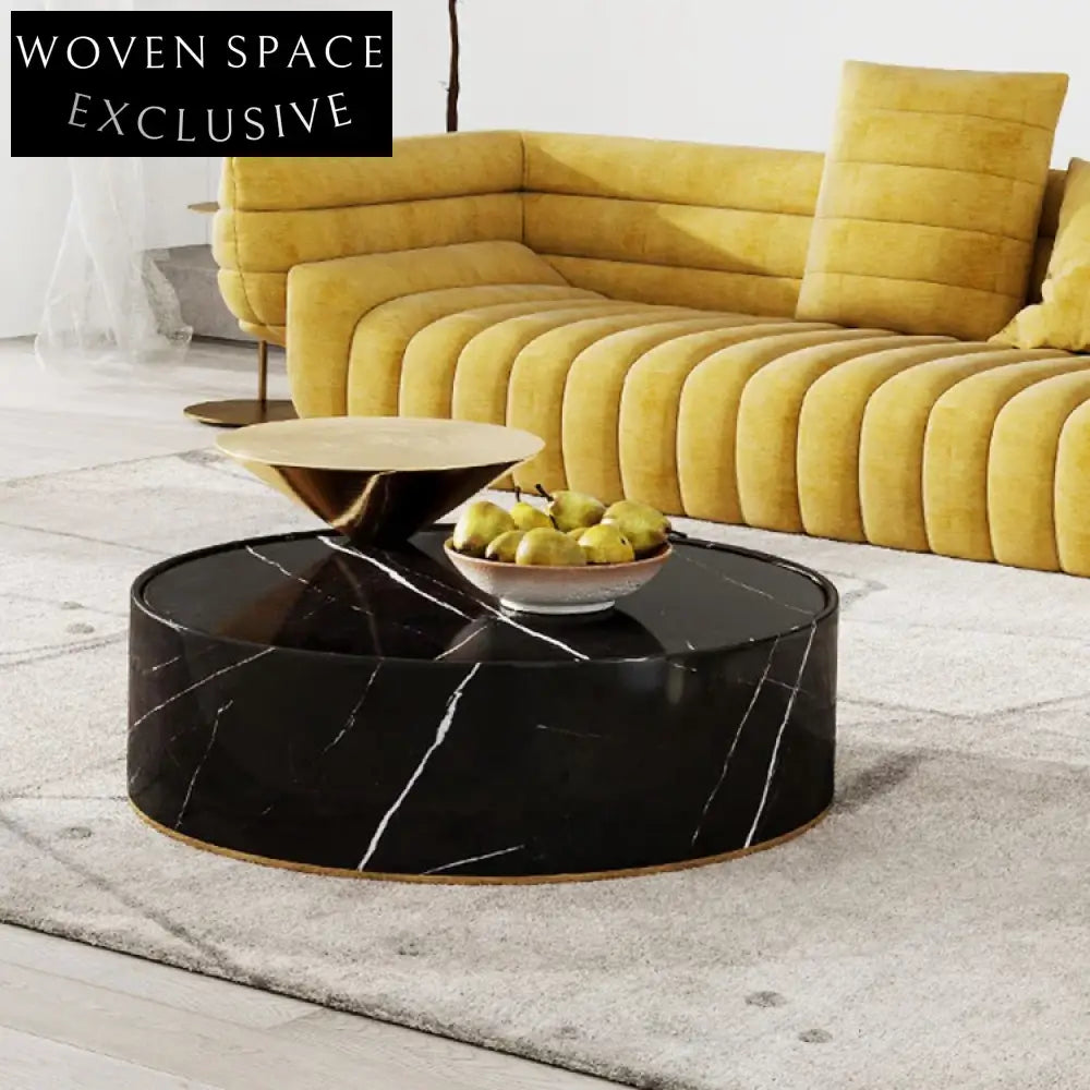 Chic Gold Metal Marble Coffee Table, Durable Living Room Centerpiece