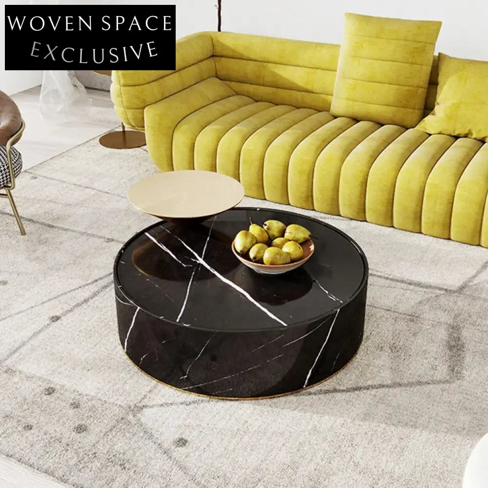 Chic Gold Metal Marble Coffee Table, Durable Living Room Centerpiece
