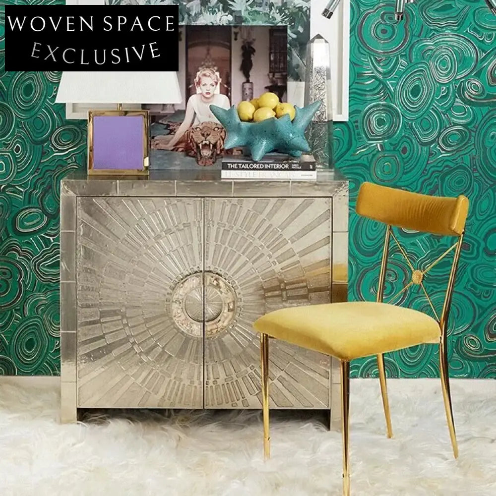 Chic Gold Stainless Steel Velvet Upholstered Modern Dining Room Chair