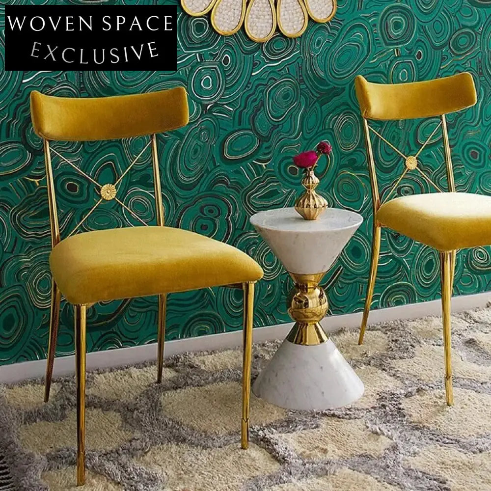 Chic Gold Stainless Steel Velvet Upholstered Modern Dining Room Chair