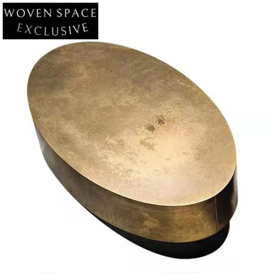 Chic Golden Stainless Steel Oval Coffee Table, Modern Luxury Living Room