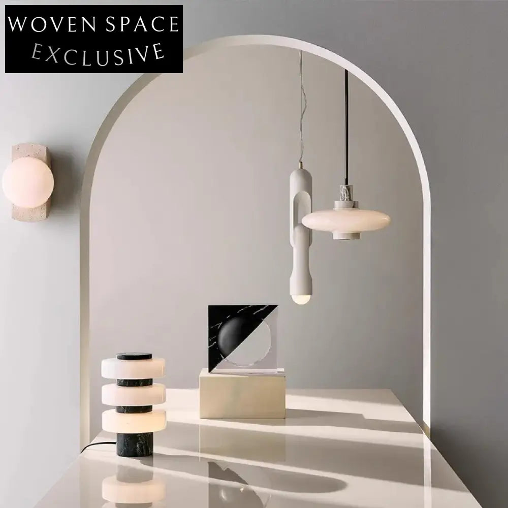 Chic Green Marble LED Table Lamp, Modern Bedroom Hotel Home Lighting