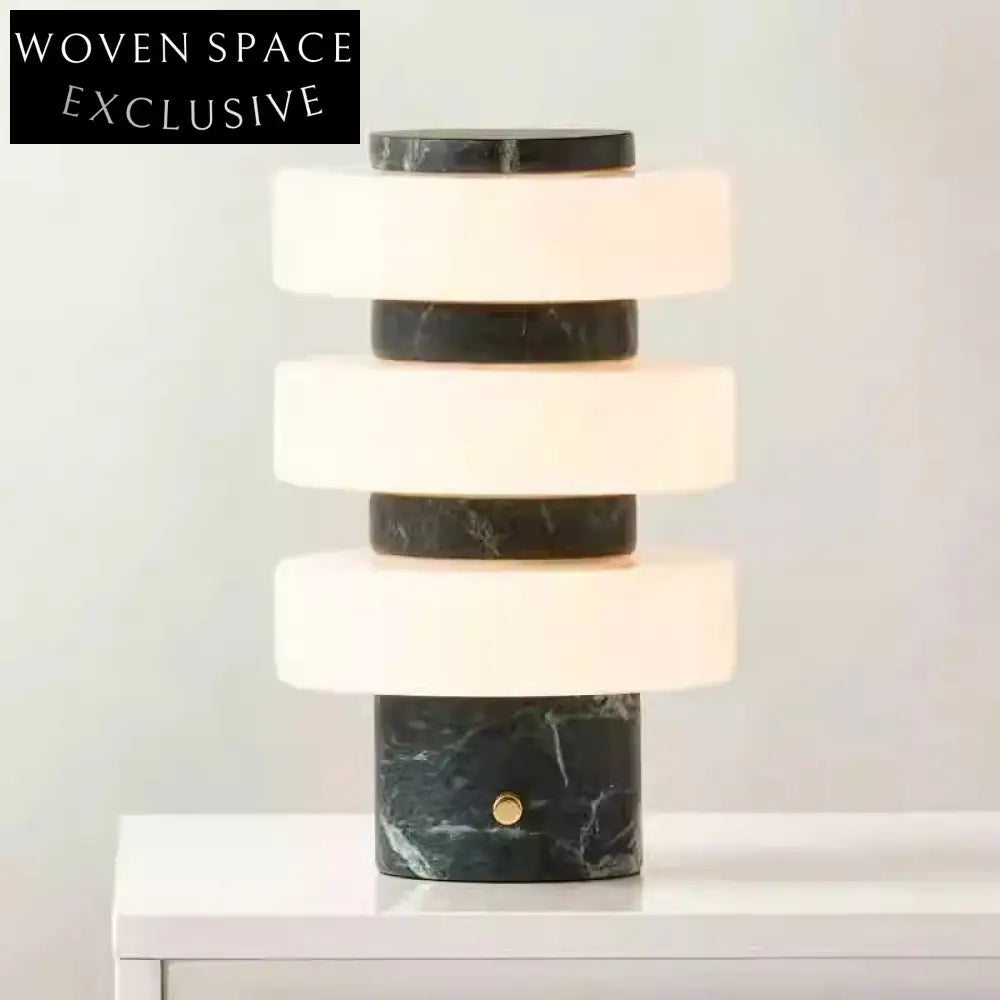 Chic Green Marble LED Table Lamp, Modern Bedroom Hotel Home Lighting