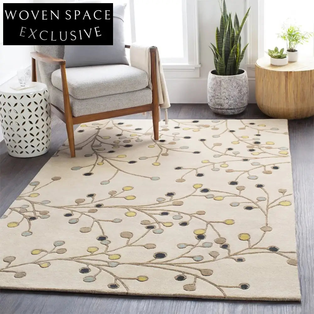 Chic Handmade Cream Geometric Area Rug for Modern Living Spaces