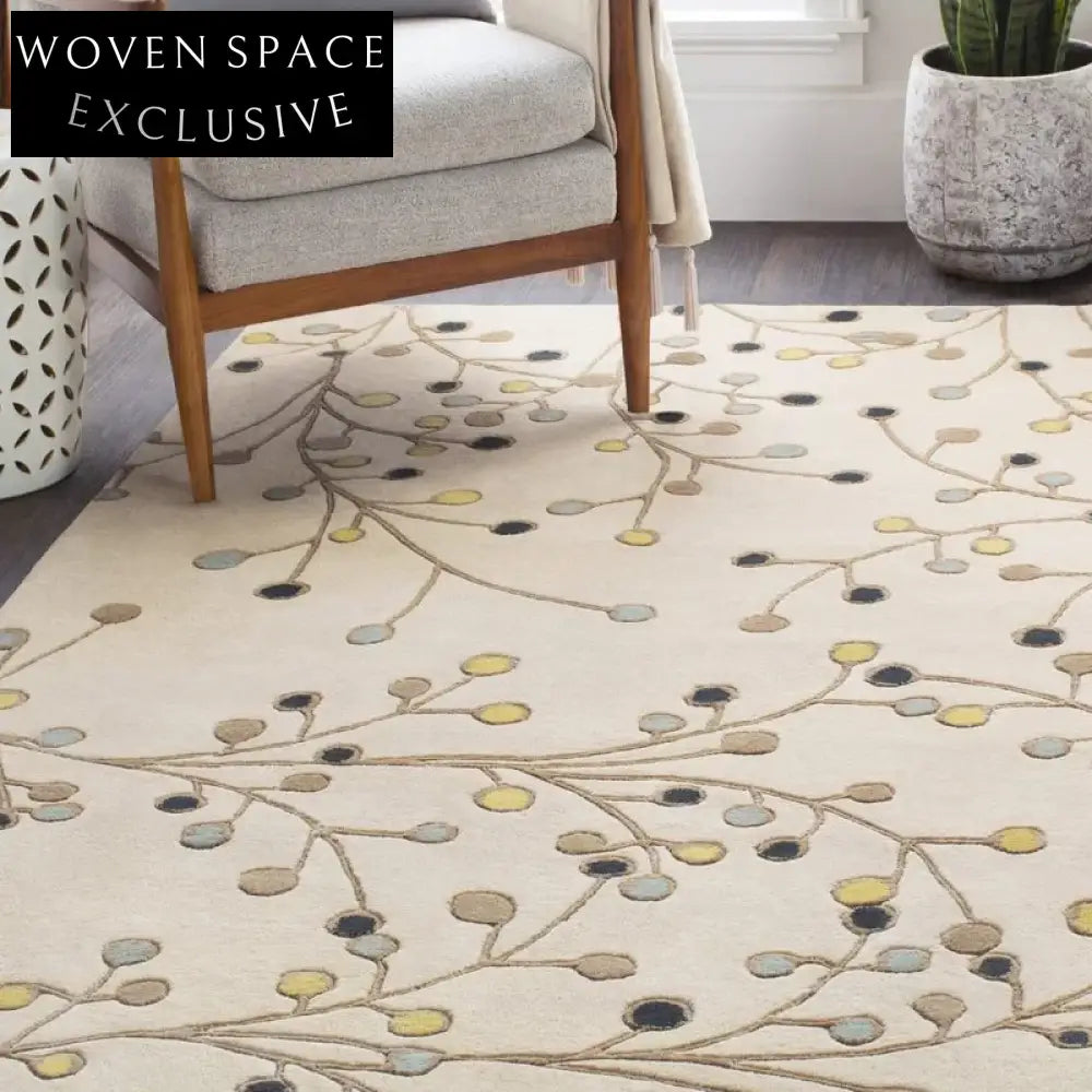 Chic Handmade Cream Geometric Area Rug for Modern Living Spaces