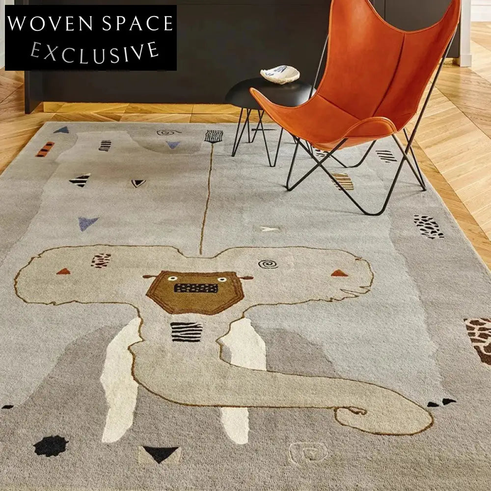 Chic Handmade Maillard Geometric Polyester Area Rug for Living Room Decor