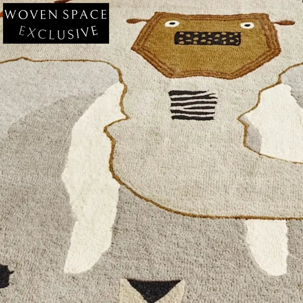 Chic Handmade Maillard Geometric Polyester Area Rug for Living Room Decor