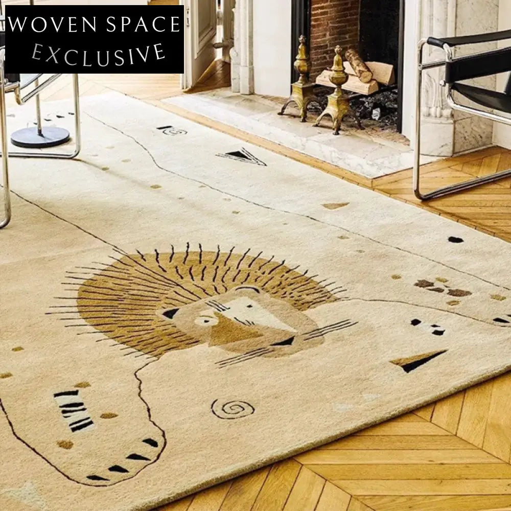Chic Handmade Maillard Geometric Polyester Area Rug for Living Room Decor