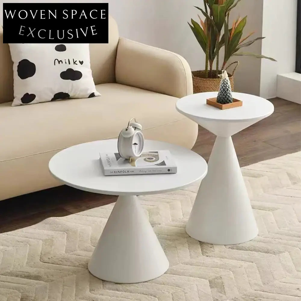 Chic Industrial Round Metal Coffee Table Set - Modern Side Accent Tables