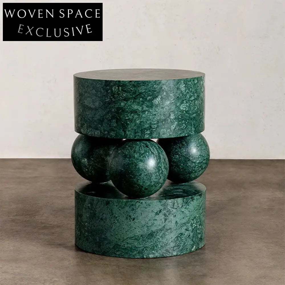 Chic Industrial Round Wood Marble Sofa Side Coffee Table
