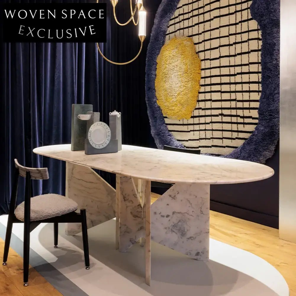 Chic Irregular Abstract Area Rug, Modern French Luxury Polyester Floor Carpet
