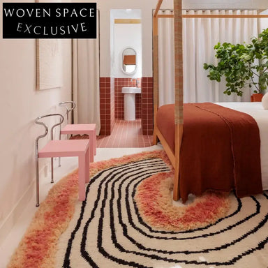 Chic Irregular Abstract Area Rug, Modern French Luxury Polyester Floor Carpet