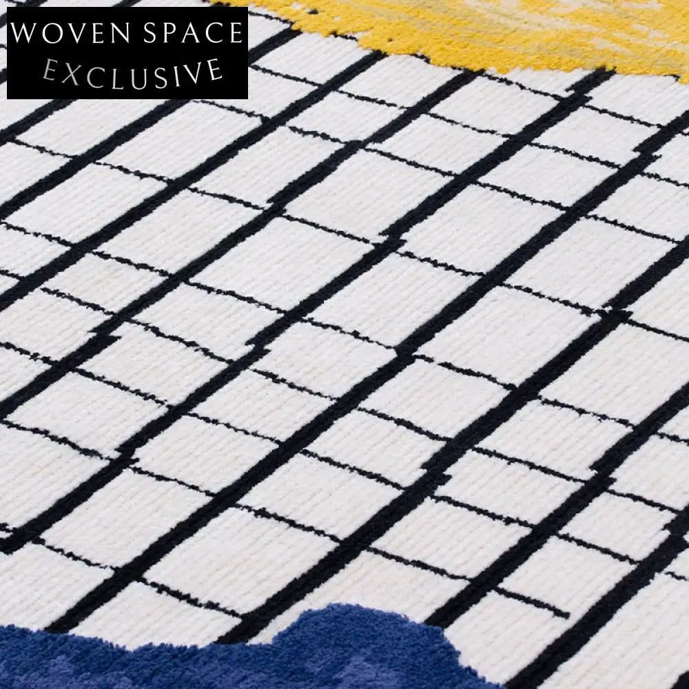 Chic Irregular Abstract Area Rug, Modern French Luxury Polyester Floor Carpet