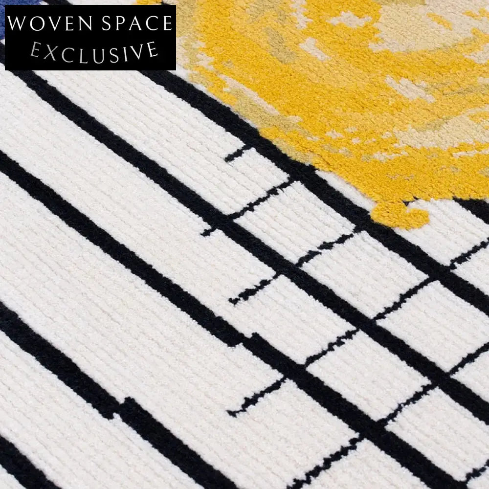 Chic Irregular Abstract Area Rug, Modern French Luxury Polyester Floor Carpet