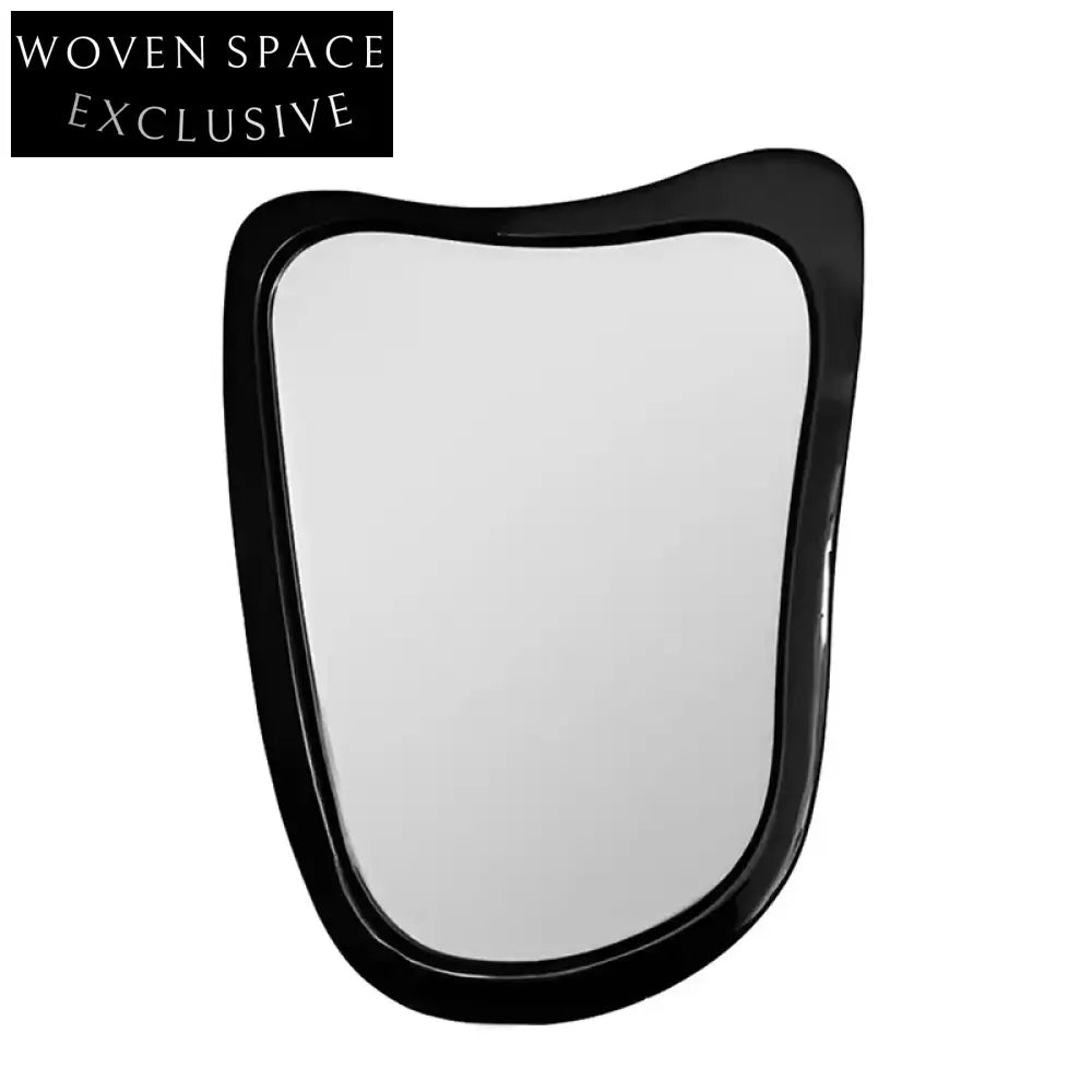 Chic Irregular Black Solid Wood Frame Wall Mounted Vanity Mirror