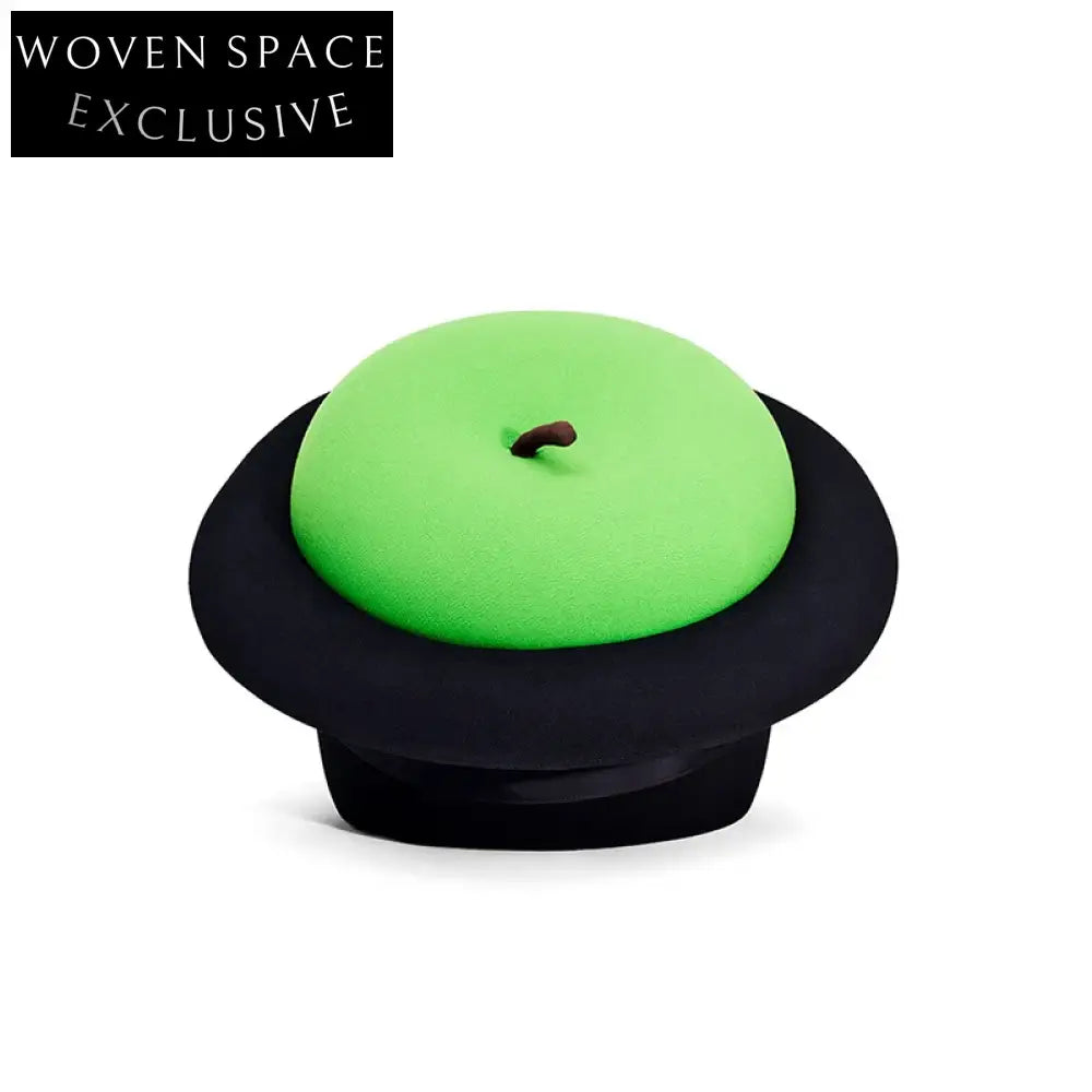 Chic Italian Apple Shape Ottoman, Linen Fabric Round Footrest for Living Room