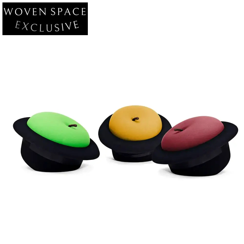 Chic Italian Apple Shape Ottoman, Linen Fabric Round Footrest for Living Room