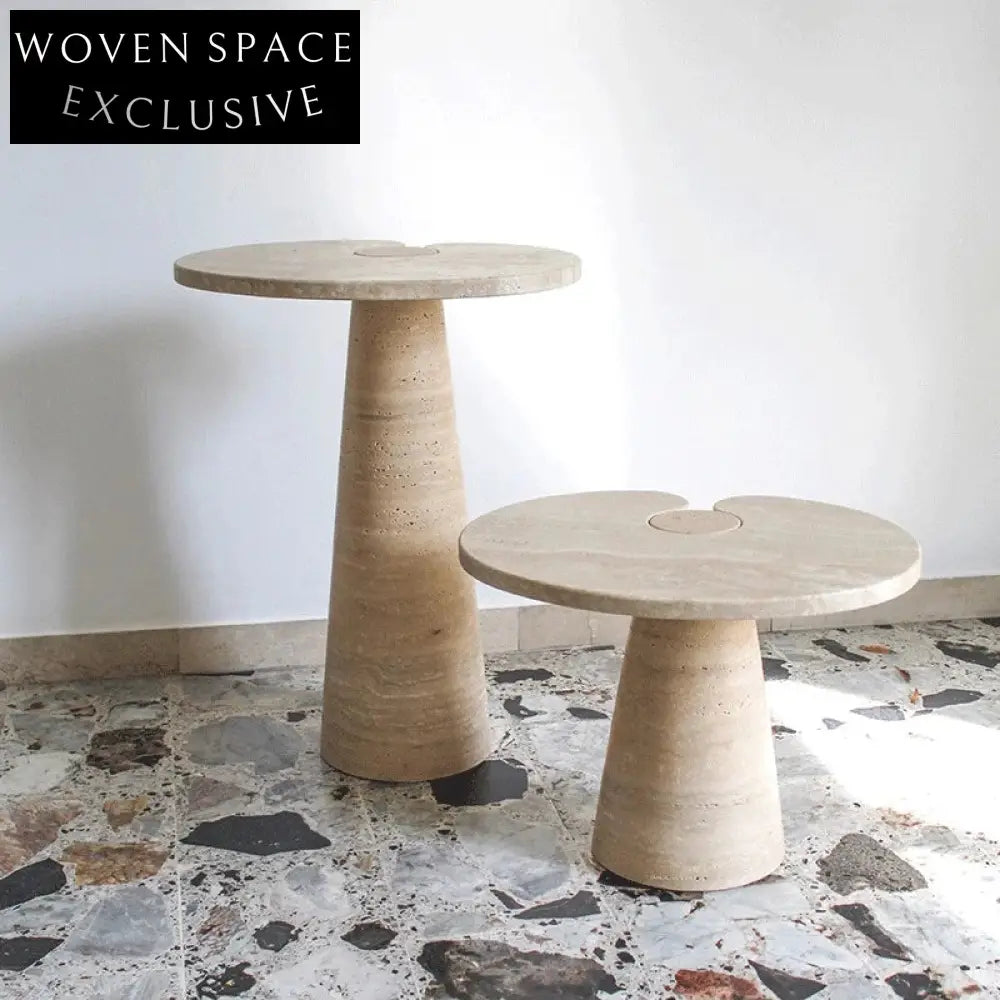 Chic Italian Design Round Marble Nesting Side Table Set for Living Room