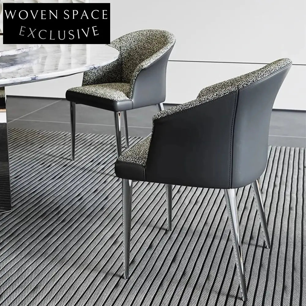 Chic Italian-Inspired Stainless Steel Frame Fabric Armrest Restaurant Dining Chair