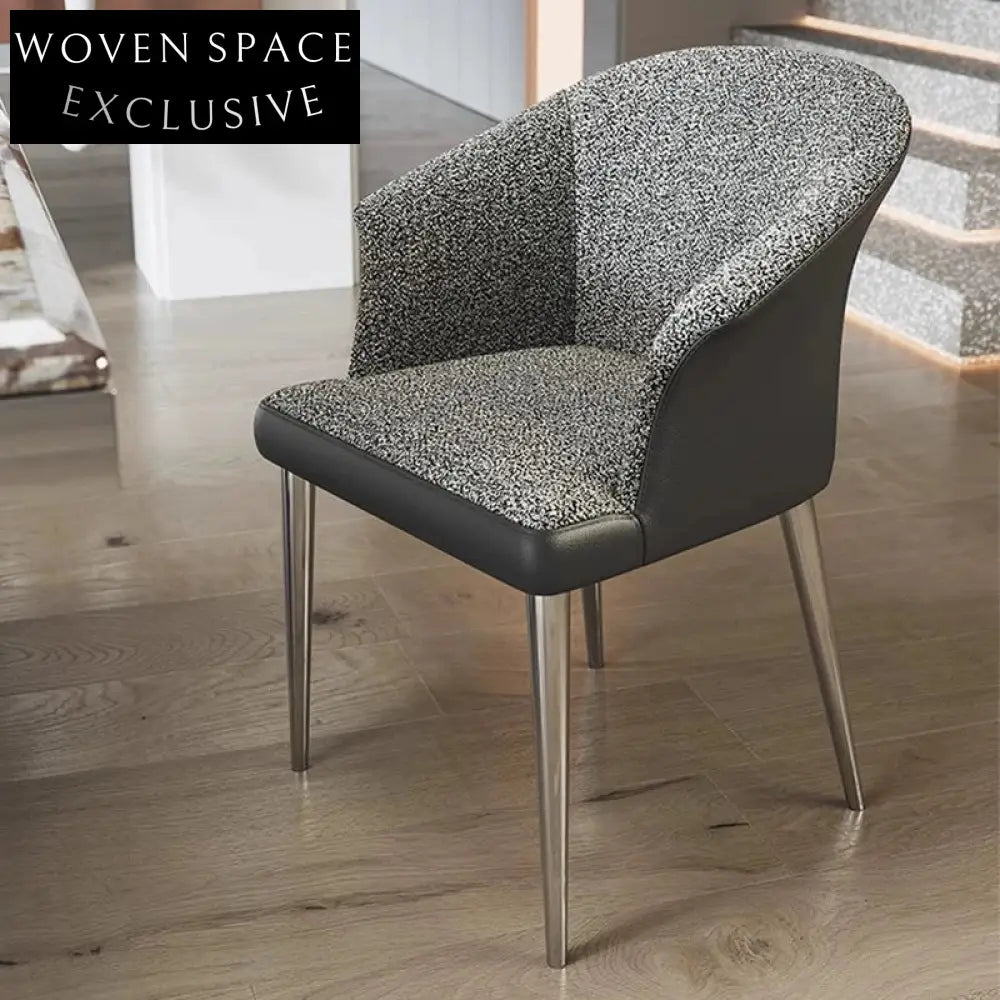 Chic Italian-Inspired Stainless Steel Frame Fabric Armrest Restaurant Dining Chair