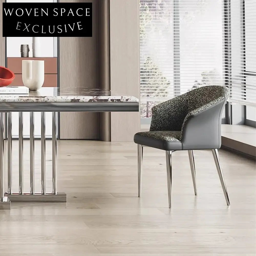 Chic Italian-Inspired Stainless Steel Frame Fabric Armrest Restaurant Dining Chair