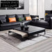 Chic Italian Luxury Stainless Steel Leather Living Room Coffee Table Set