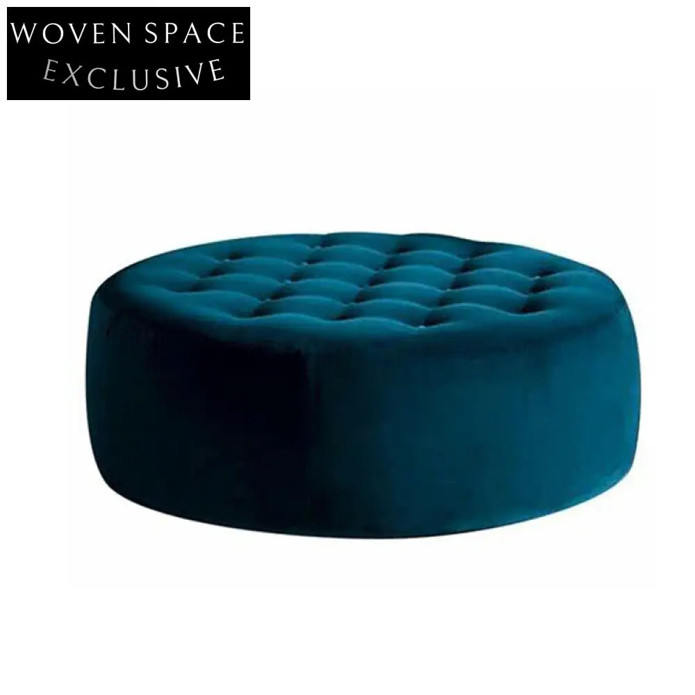 Chic Italian Velvet Ottoman Coffee Table, Round or Square, Wood Frame