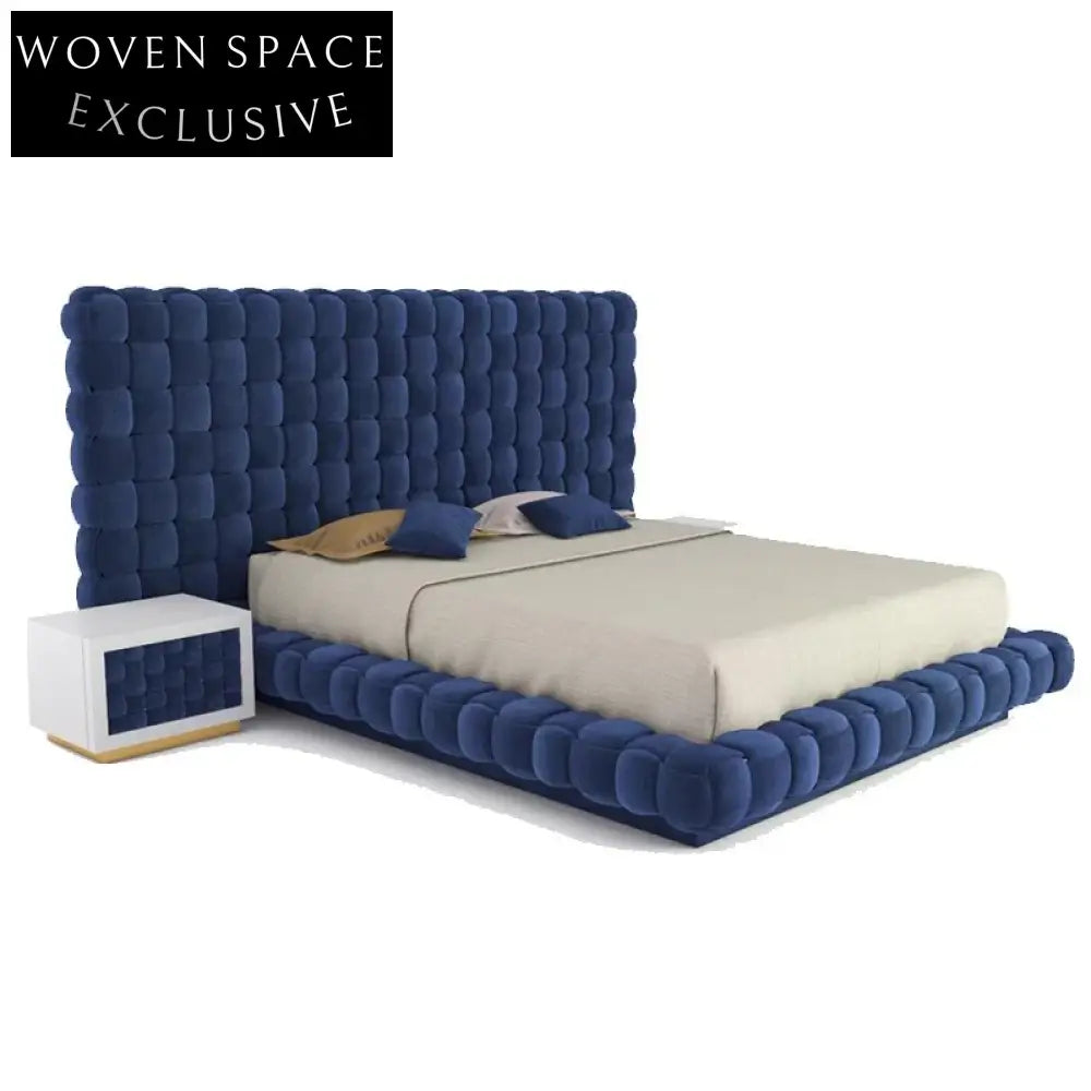Chic Italian Velvet Upholstered King Size Double Bed for Bedroom