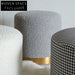 Chic Lamb Wool Round Ottoman with Gold Metal Base for Elegant Interiors