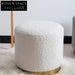 Chic Lamb Wool Round Ottoman with Gold Metal Base for Elegant Interiors