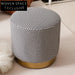 Chic Lamb Wool Round Ottoman with Gold Metal Base for Elegant Interiors